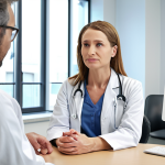 **Clinical Psychologist:**  A compassionate clinical psychologist in a bright, modern office, listening attentively to a patient. Emphasis on empathy and a supportive environment.