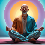 **A person meditating surrounded by calming colors, representing mindfulness and stress management techniques.**