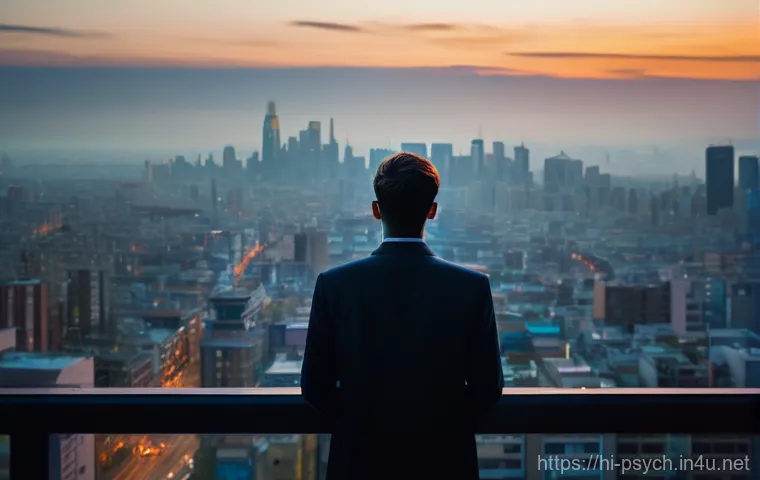 정신분석학 - **A young adult, well-dressed in modern, smart casual attire, stands contemplatively in a vibrant, s...