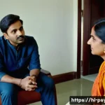 심리학 임상 실습 - A compassionate clinical psychologist attentively listening to a Hindi-speaking patient in a well-li...